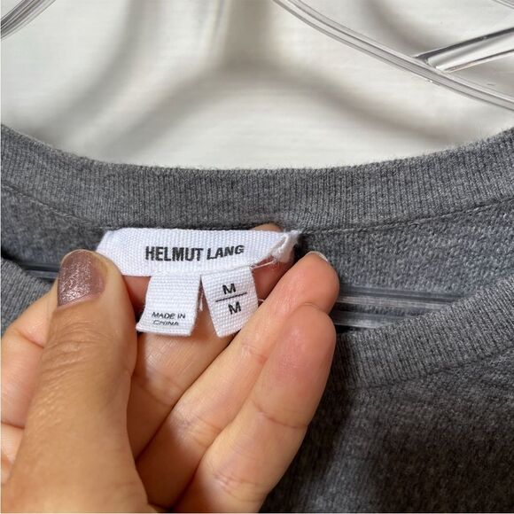 Helmut Lang Cashmere Cotton Blend Contrasting Stitch Crewneck Sweater in Gray M - Picture 7 of 9